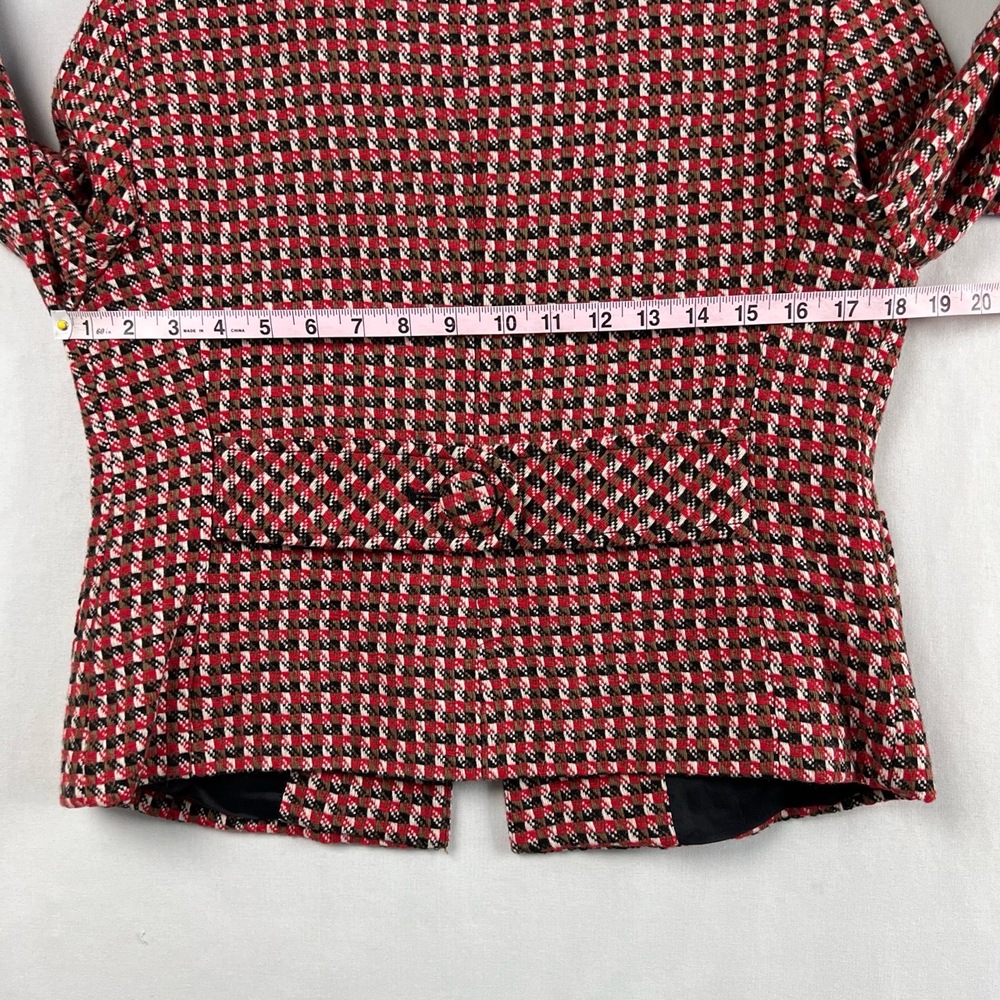 Loft Swing Jacket Womens 6 Boxy Houndstooth Tweed Red Black Career - Picture 9 of 13